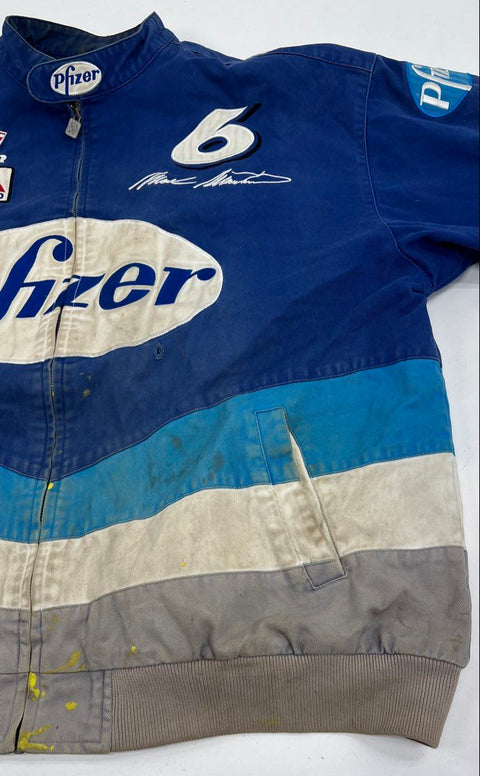 Vintage Y2K Chase Authentics NASCAR Mark Martin #6 Pfizer Jacket Blue Men's XXL