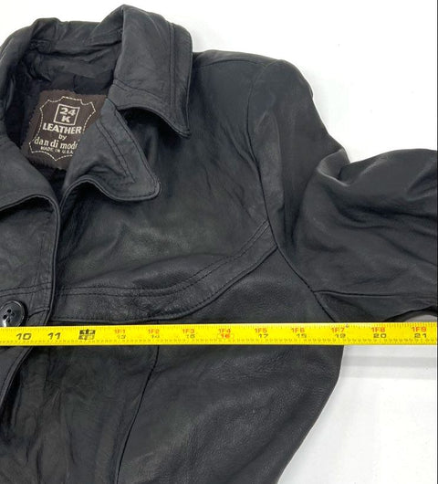 Vintage 70s Dan Di Modes 24k Leather Belted Trench Coat Jacket Made in USA