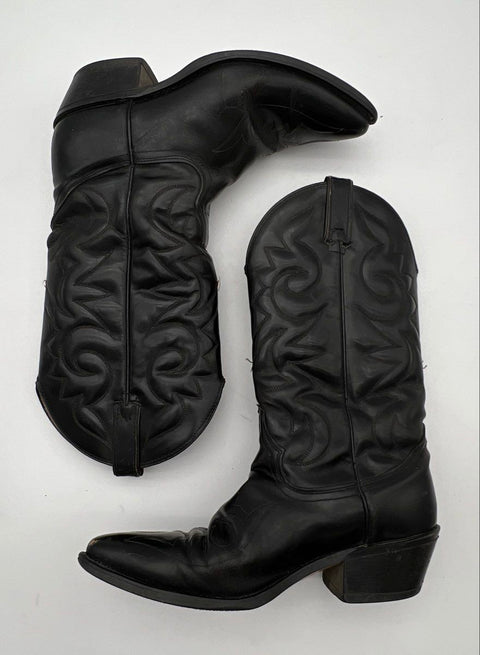 Abilene Black Leather Western Cowboy Tall Boots Women's Size 7.5 B