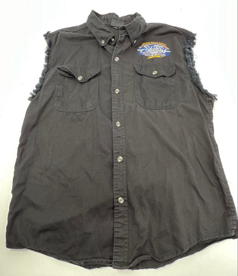 Sturgis Men's 2 Pack 77th Rally 2017 Sleeveless Button Up Shirts Black Blue 2XL