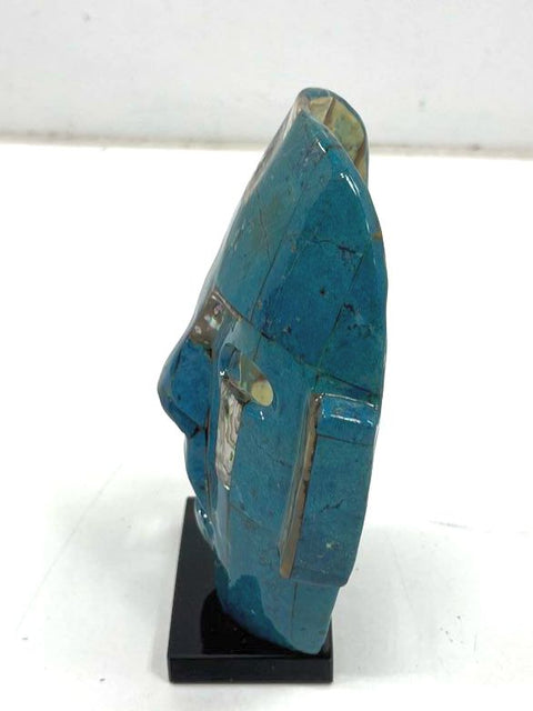 Vintage Aztec Mayan Style Mosaic Mask Blue Stone & Abalone Sculpture 8.5" Folk