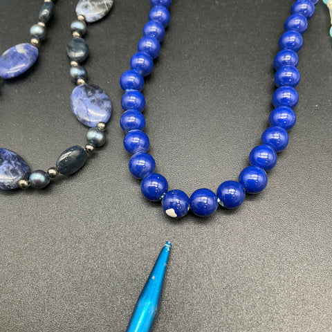 Mixed Blue Tone Costume Necklace Jewelry Lot 0.6 Lbs Vintage to Modern 11pc