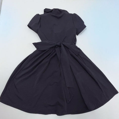 Diane Von Furstenberg Women's Bethania Dress Dark Gray Ruffle Tie Waist Sz 4