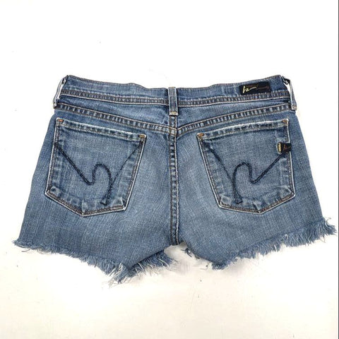 Lot of 2 Citizens of Humanity Women's Blue Denim Cut Off Jean Shorts Sz 26