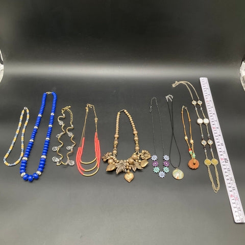 Fashion Costume Jewelry Lot of 9 Necklaces Statement Beaded Pendant Mixed