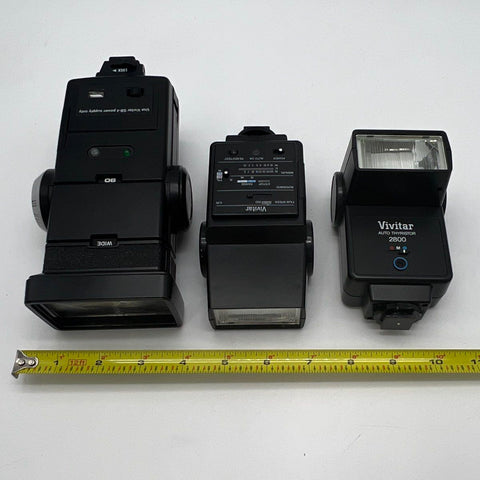 Vivitar Auto Thyristor Camera Flash Lot 285HV 550FD 2800 3 Pieces Vintage