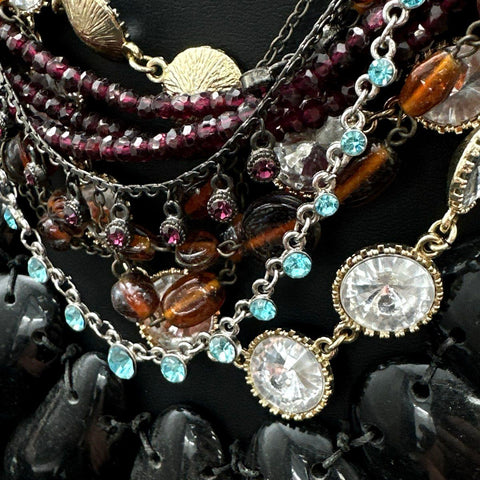 Fashion Necklace Lot Beaded Multi-Strand Rhinestone Statement Jewelry Lot of 8