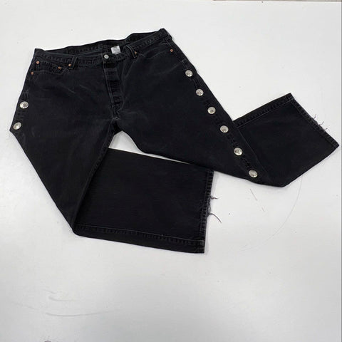 Levi's Men's 501 Black Concho Studded Side Straight Leg Jeans Sz 44x30