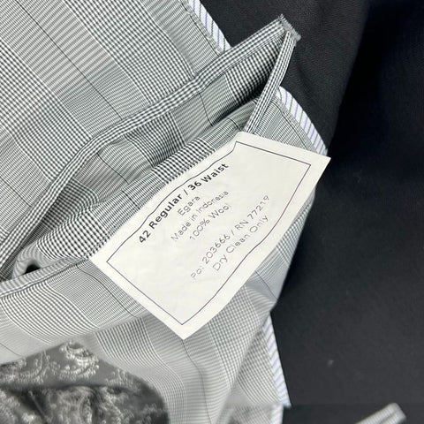 Egara Black 100% Wool Slim Fit 2 Piece Suit Men's 42R 36W