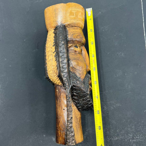 Vintage Hand Carved Wood Jamaican Rastafarian Man Bust Sculpture Folk Art 9"