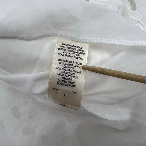 Rebecca Taylor Women's Sarah Dress White Linen Eyelet Puff Sleeve Size 0 NWT