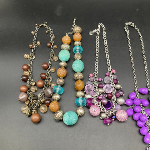 Mixed Costume Jewelry Lot of 8 Necklaces Beaded Enamel Celestial 1.1 lbs
