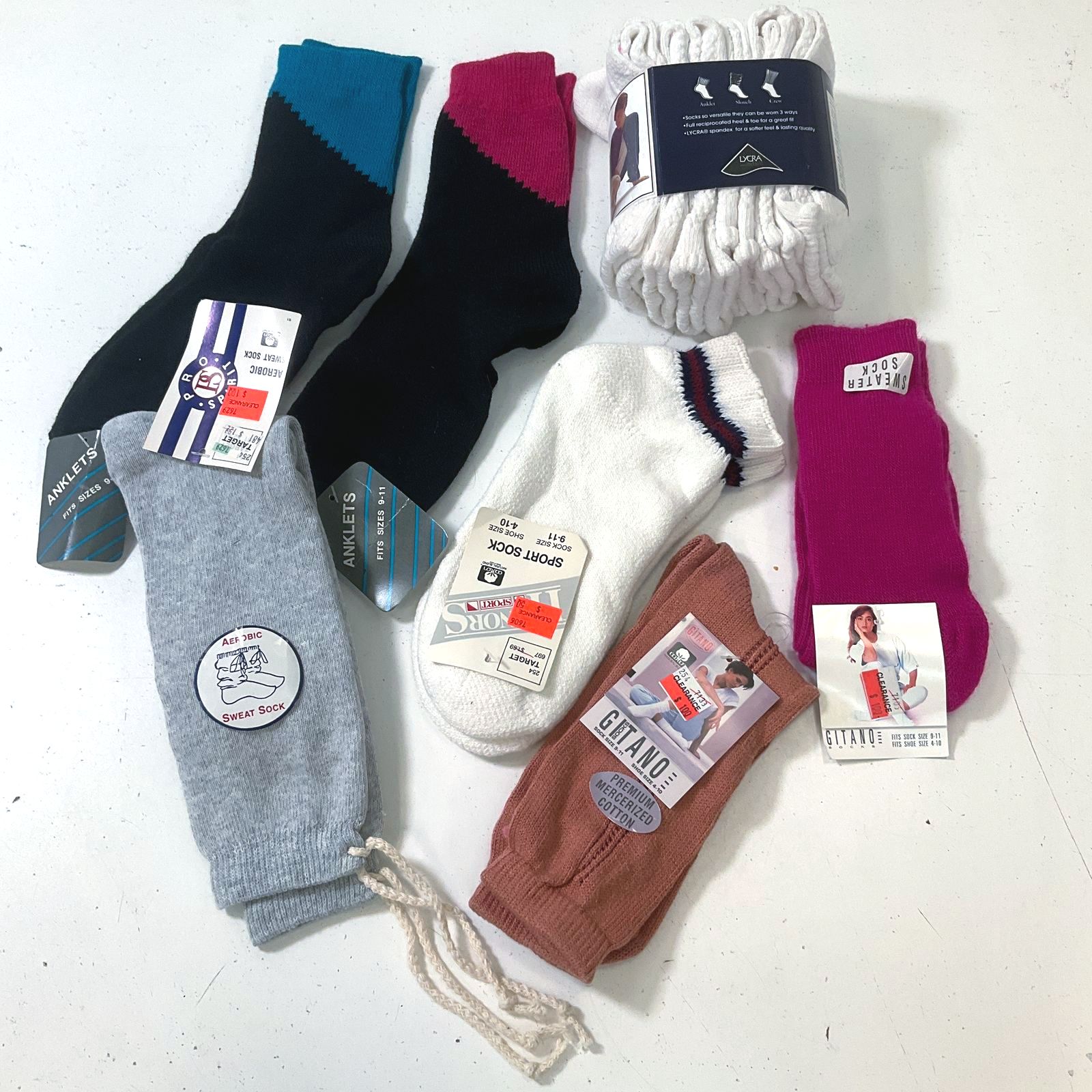 Lot of Vintage Women's Socks Sz 9-11 Gitano Others Sweater Aerobic Slouch NWT