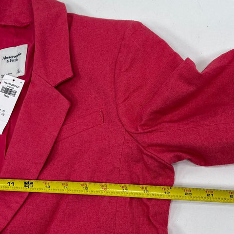 Abercrombie & Fitch Pink Single-Breasted Linen Blend Blazer Jacket Women's S NWT