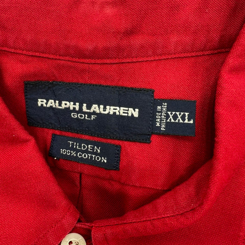 Vintage 90s Ralph Lauren Golf Tilden Button Down Shirt Embroidered Pony Sz XXL
