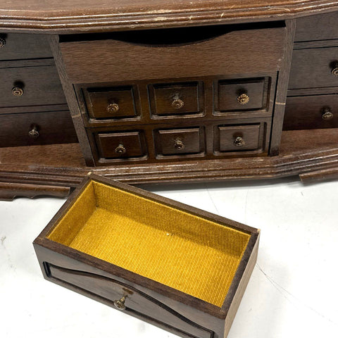Vintage Wood Sideboard Jewelry Music Box Secret Drawer Tested Works