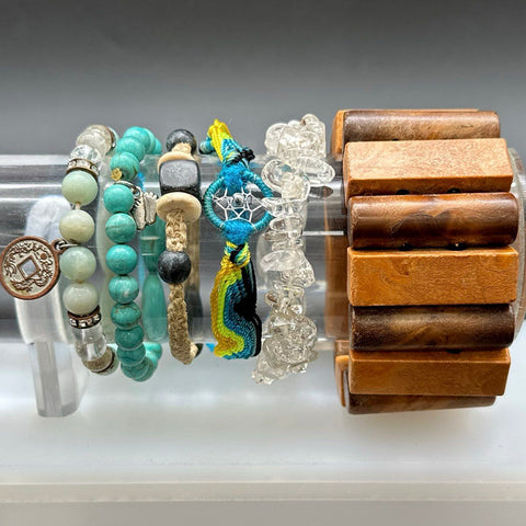 Mixed Fashion Jewelry Bracelet Lot 18pc Beaded Bangles Cuffs Rhinestone Deb