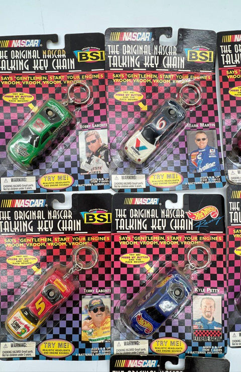 NASCAR Talking Key Chain Lot 7 Drivers BSI Hot Wheels 1999 Vintage MOC