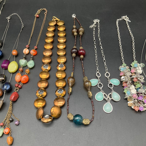 Statement Fashion Beaded Necklace Jewelry Lot of 9 Colorful Multi-Strand Boho