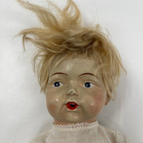 Antique German DECO Doll 18" Composition Head Cloth Body Blonde Hair