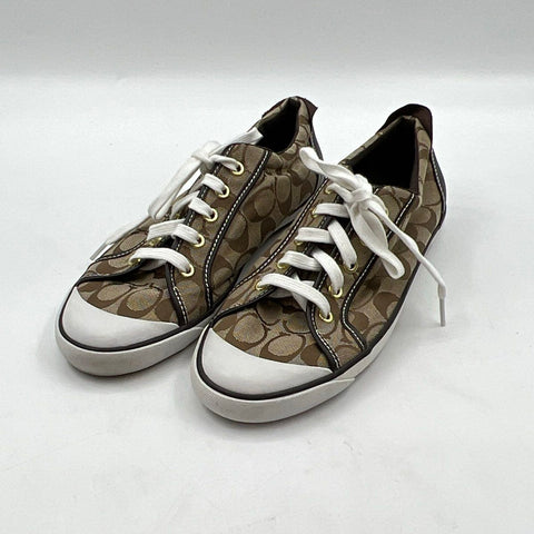Coach Barrett Signature Brown Jacquard Canvas Sneakers Women's Size 11B