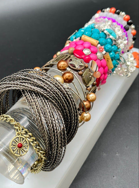 Vintage to Modern Costume Jewelry Bracelet Lot 3 lbs Beaded Bangle Stretch Cuff