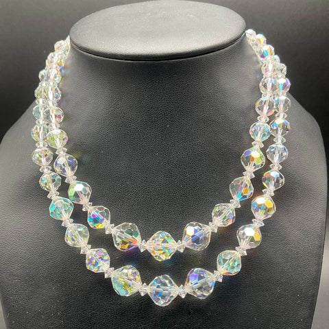 Vintage Coro Shimmering Stars AB Crystal Necklace Earrings Set w/ Tags