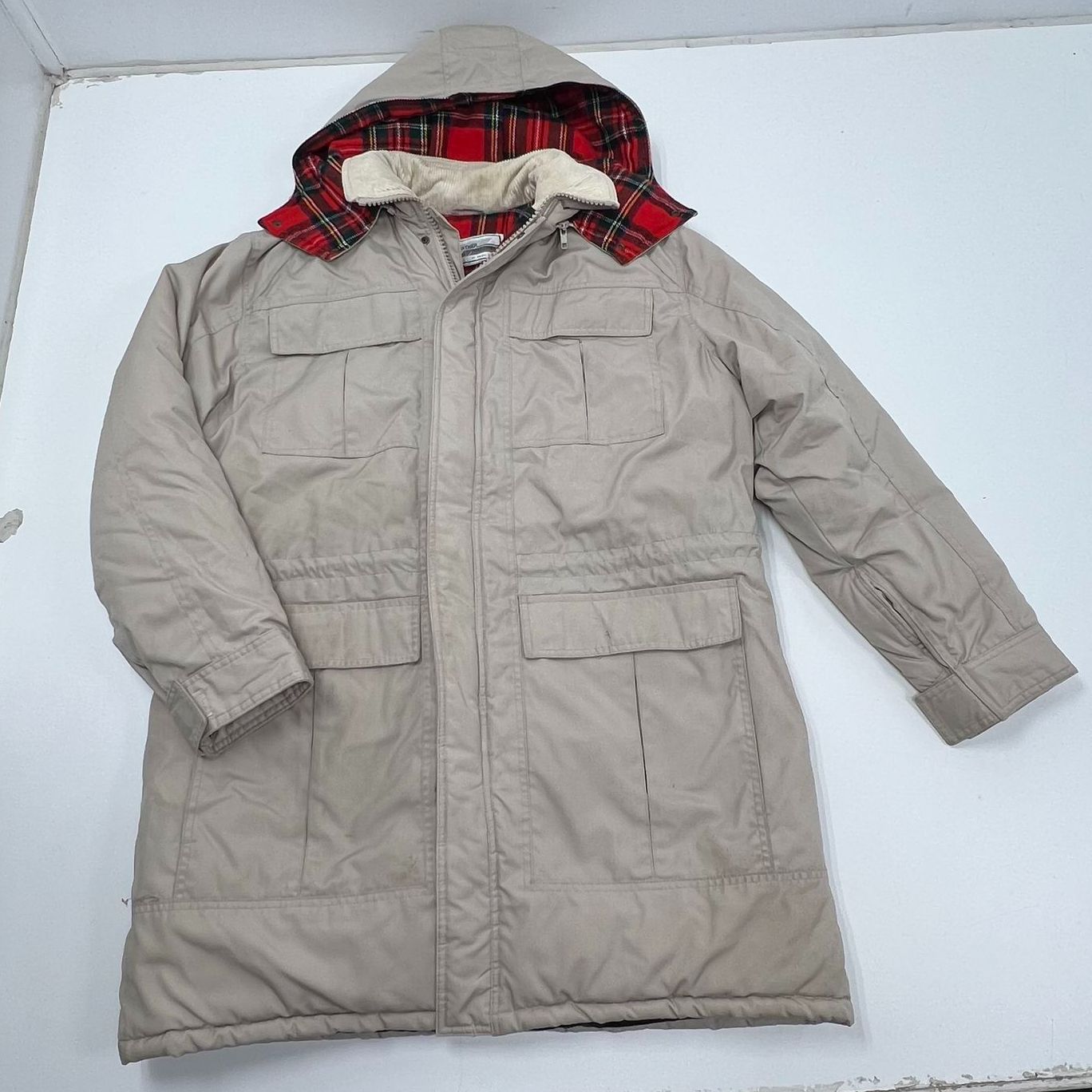 Vintage 80s Pacific Trail Weather Watcher Plaid Lined Parka Coat Men's L