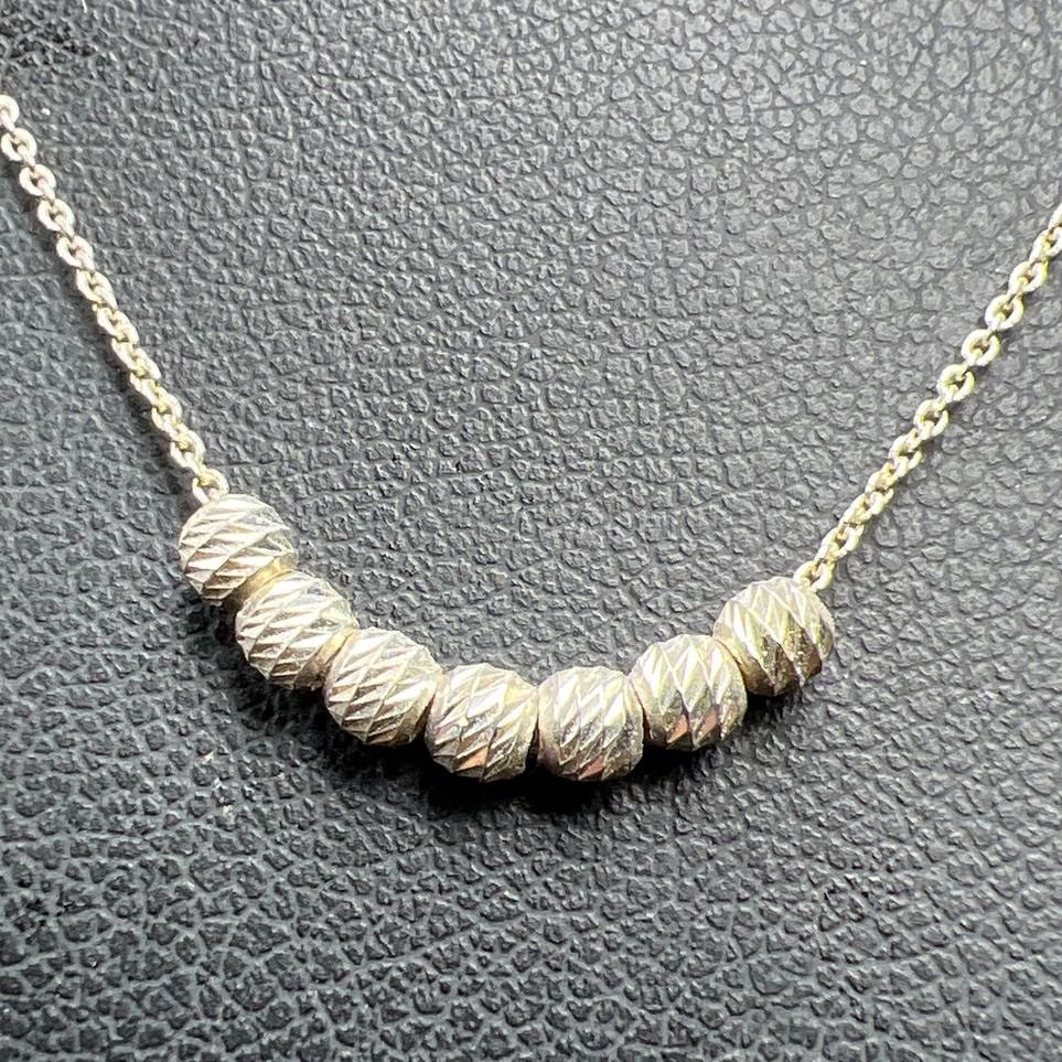 925 Sterling Silver Textured Beaded Chain Necklace 1.35g