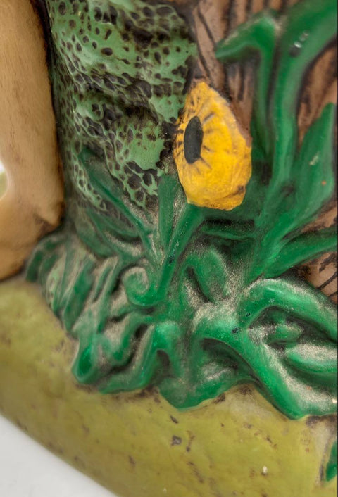 Vintage Holland Mold Ceramic Table Lamp Figural Boy on Barrel Country Style