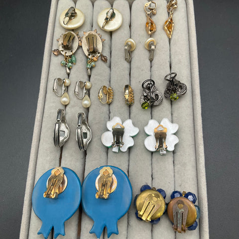 Jeff Lieb Richelieu Vintage Costume Clip On Earrings Jewelry Lot of 24 Pairs