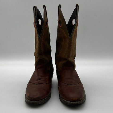 Laredo Men's Two-Tone Brown Leather Western Cowboy Boots Size 9.5 D