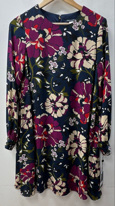 Tommy Hilfiger Women's Navy Blue Floral Long Sleeve A-Line Dress NWT Sz 8