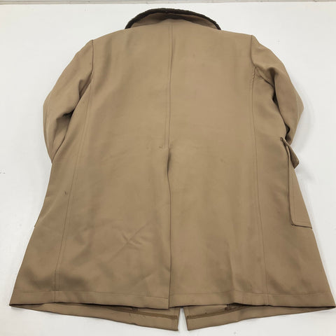 Vintage 70s JCPenney Tan Faux Fur Lined Trench Car Coat Jacket Mens 42R