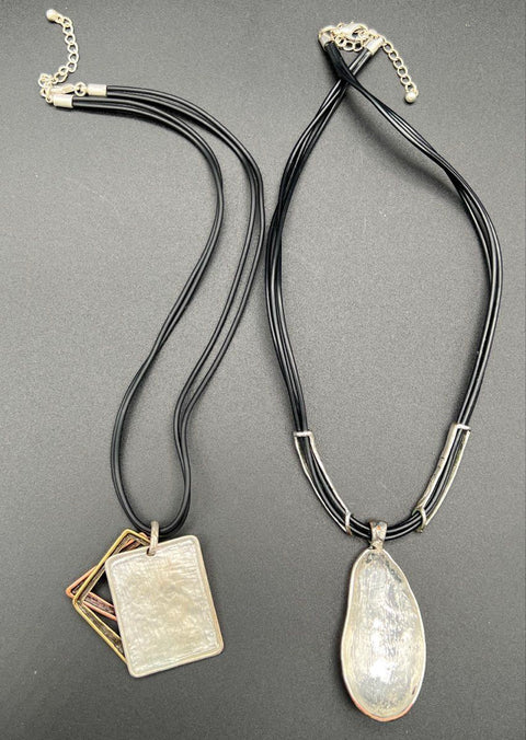 Modern Chunky Statement Necklace Jewelry Lot of 5 Geometric Boho Style Pendants