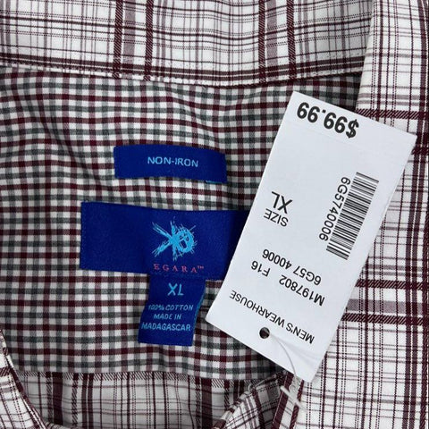 Egara Men's Lot of 2 Plaid Non-Iron Button Up Dress Shirts Size XL NWT