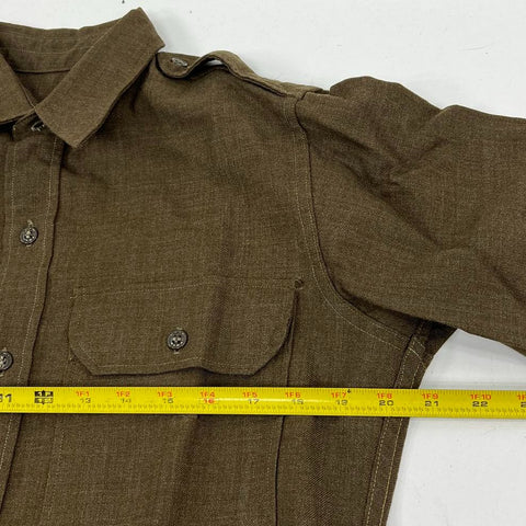 Vintage 50s US Army Heavy Wool Field Shirt Button Up Epaulets Made in USA Sz M
