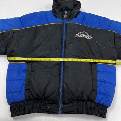 Vintage 90s Pro Player Men's St Louis Rams Puffer Jacket Blue Black Sz M