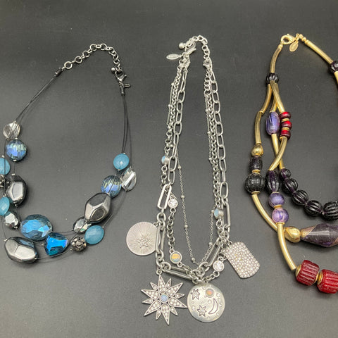 Chico's Jewelry Lot 5 Pieces Multi-Strand Beaded Necklaces Celestial Charms
