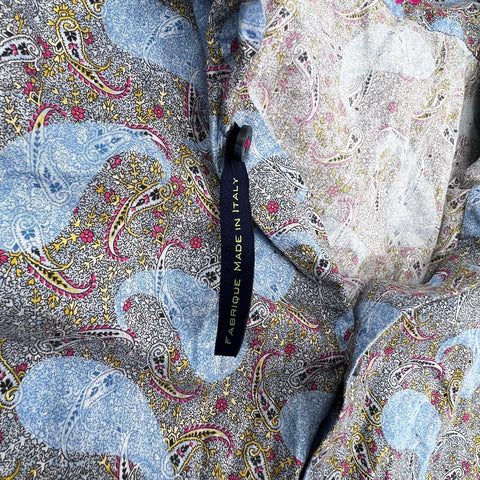 Visconti Black Men's Button Down Shirt Blue Gray Paisley Made in Italy Sz M