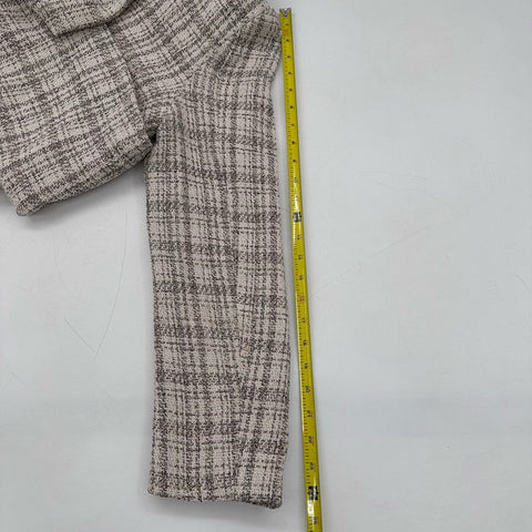 Bohme Women's Tweed Blazer Jacket Cream Brown Plaid Textured Size L