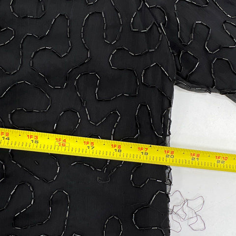 Vintage 80s Laurence Kazar Silk Pearl Beaded Evening Jacket Sz XL