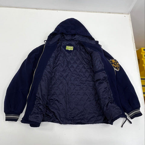 Vintage 90s Maypole Basketball Champs Hooded Varsity Jacket Embroidered Sz L