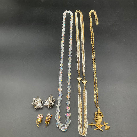 Vintage Costume Jewelry Lot 5pc Robert Signed Earrings Heraldic Necklace 0.34lb