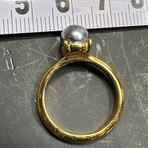 Coach Gold tone Faux Pearl Ring and Rhinestone Necklace