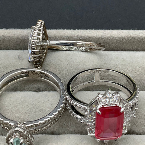 Bomb Party Fashion Rings Jewelry Lot of 5 Silver Tone Sizes 9 and 10