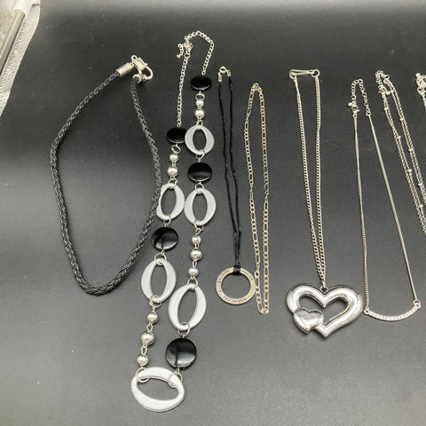 Vintage to Modern Mixed Costume Jewelry Necklace Lot 15pc Heart Rose Y2K Charms