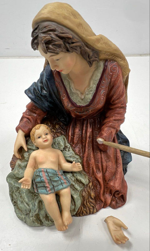 Nativity Scene Set Lot 17 Pieces Large Scale With Stable Hand-Painted Ceramic