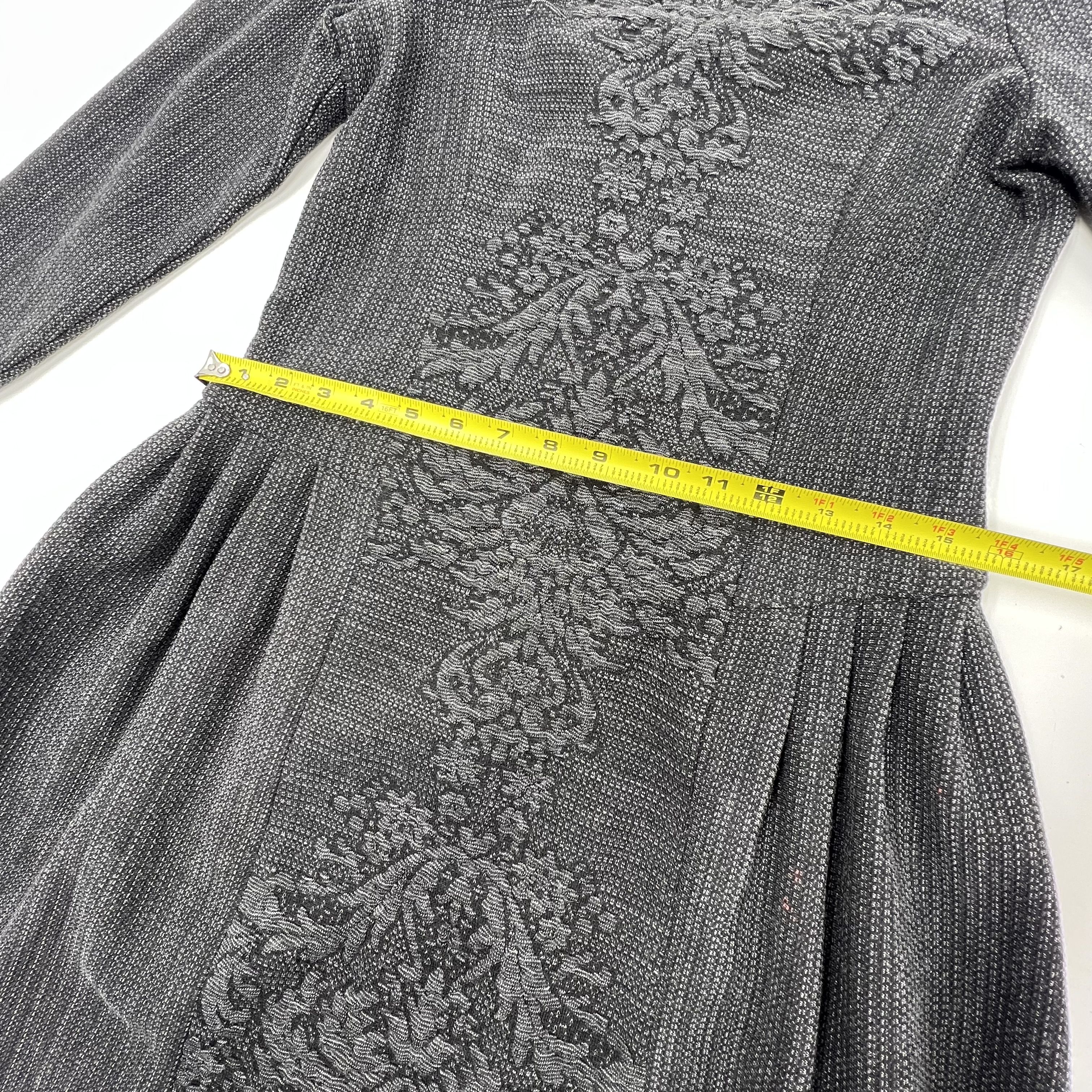 Teri Jon Rickie Freeman Embroidered Tweed Fit & Flare A-Line Dress Sz 6