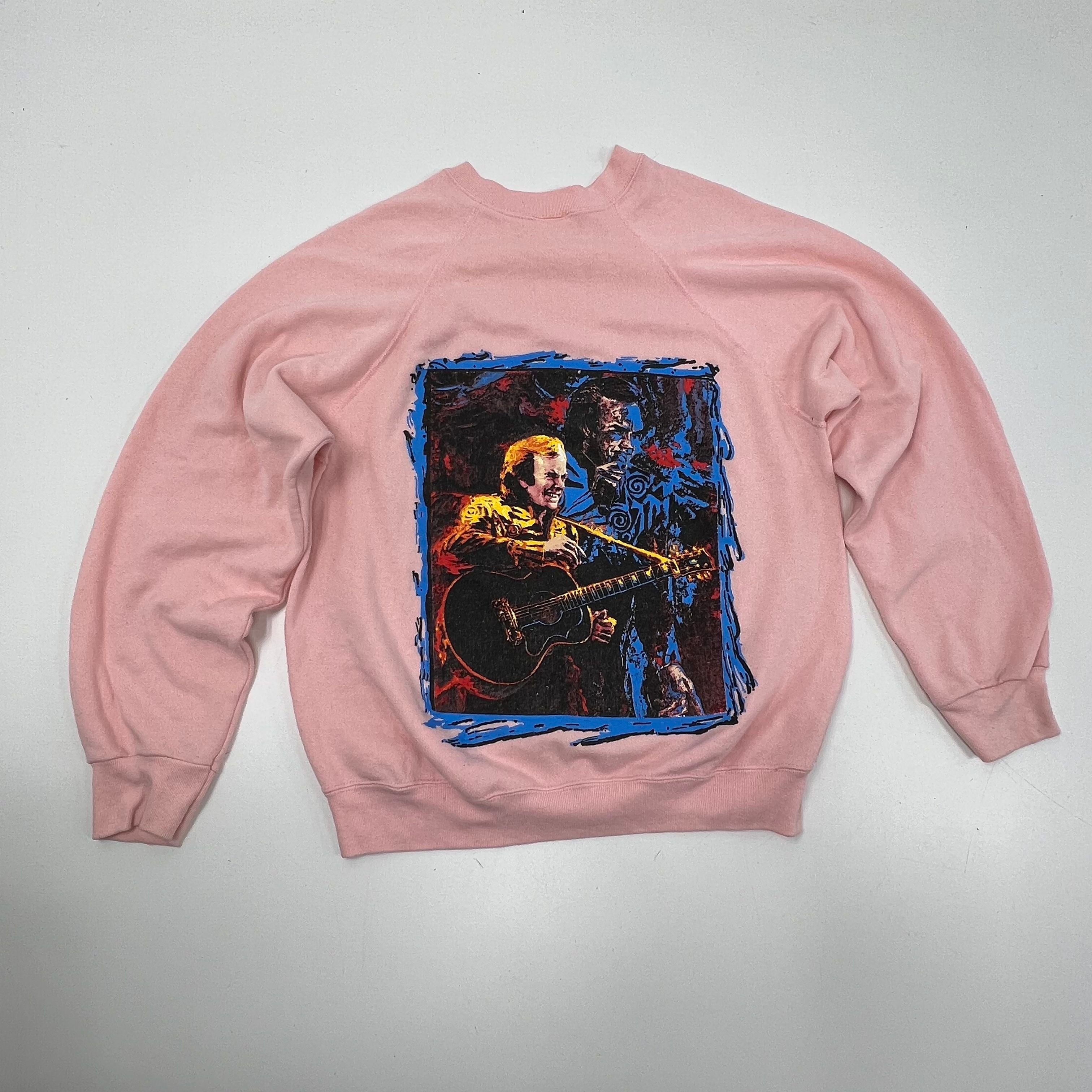 Vintage 90s Neil Diamond '93 Tour Pink Graphic Cut Neck Sweatshirt Men's XL